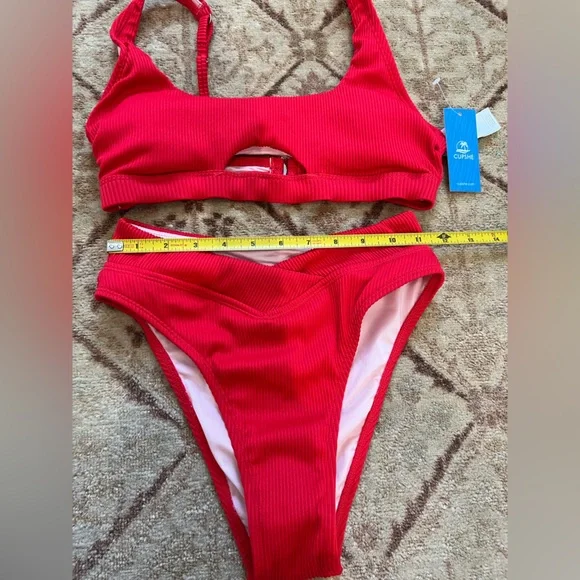 Cupshe Sensorial Spring Cut-Out Bikini Top & V-Waist Bottoms Set NWT - Picture 7 of 16
